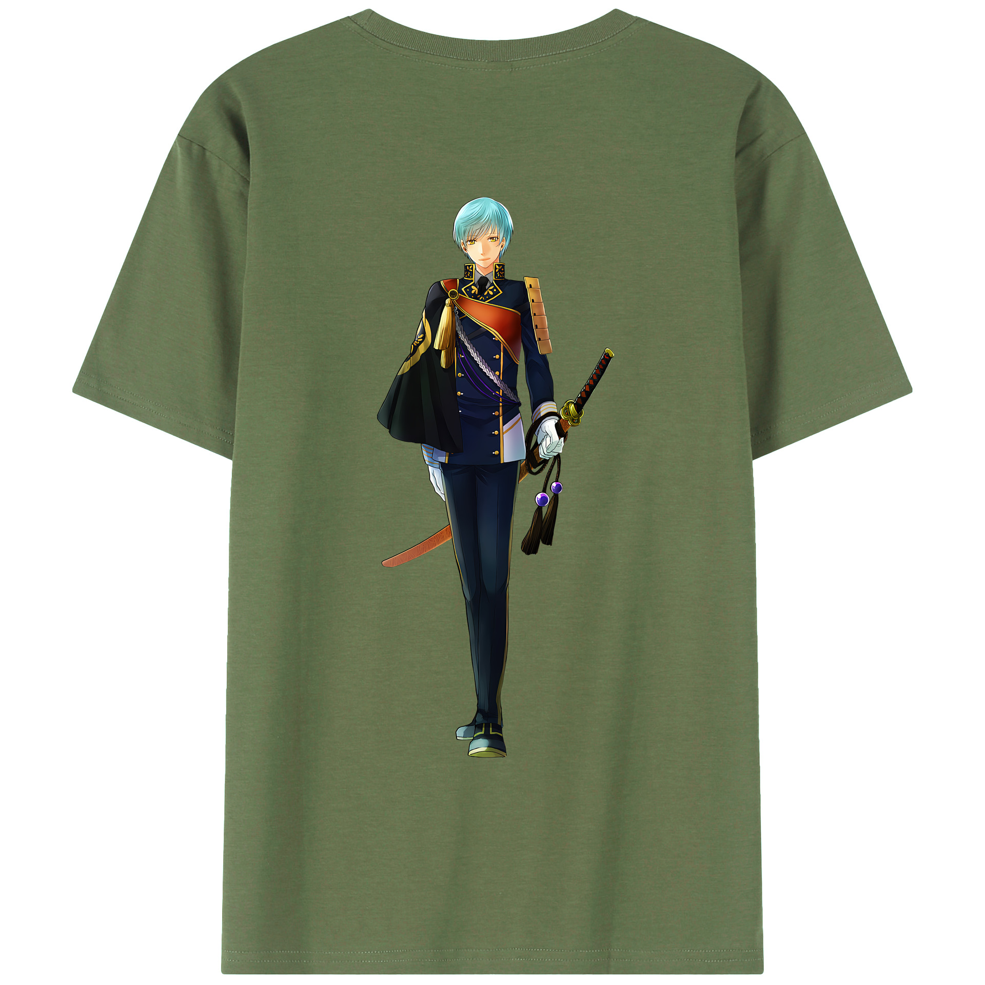 （画像用） 刀剣乱舞 Touken Ranbu 綿100％ メンズ半袖Tシャツ（バックプリント） 通気性